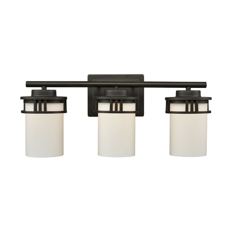 Ravendale 3 Light Bath In Oil Rubbed Bronze With Opal White Glass