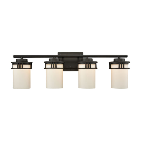 Ravendale 4 Light Bath In Oil Rubbed Bronze With Opal White Glass
