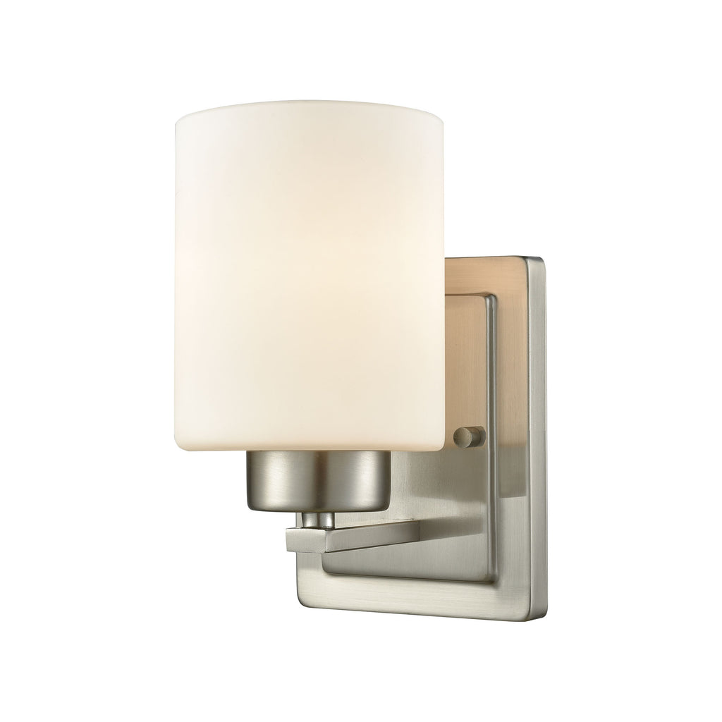 Summit Place 1 Light Bath In Brushed Nickel With Opal White Glass