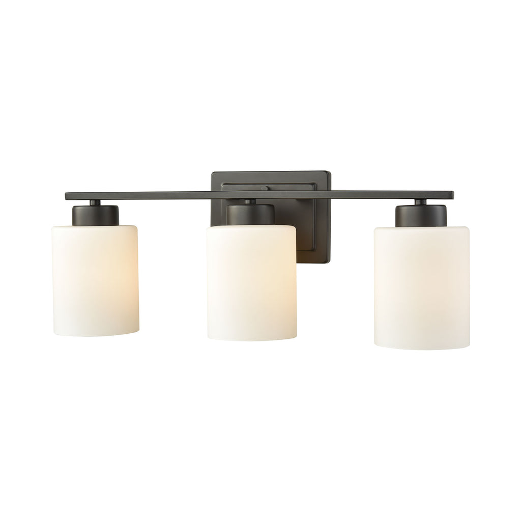 Summit Place 3 Light Bath In Oil Rubbed Bronze With Opal White Glass