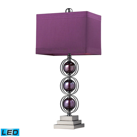 Alva Contemporary LED Table Lamp In Black Nickel And Purple