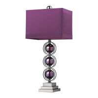 Alva Table Lamp in Purple and Black Nickel with Purple Faux Silk Shade and Purple Liner