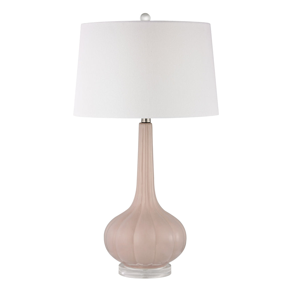 Abbey Lane Table Lamp in Pastel Pink Fluted Ceramic with Acrylic Base