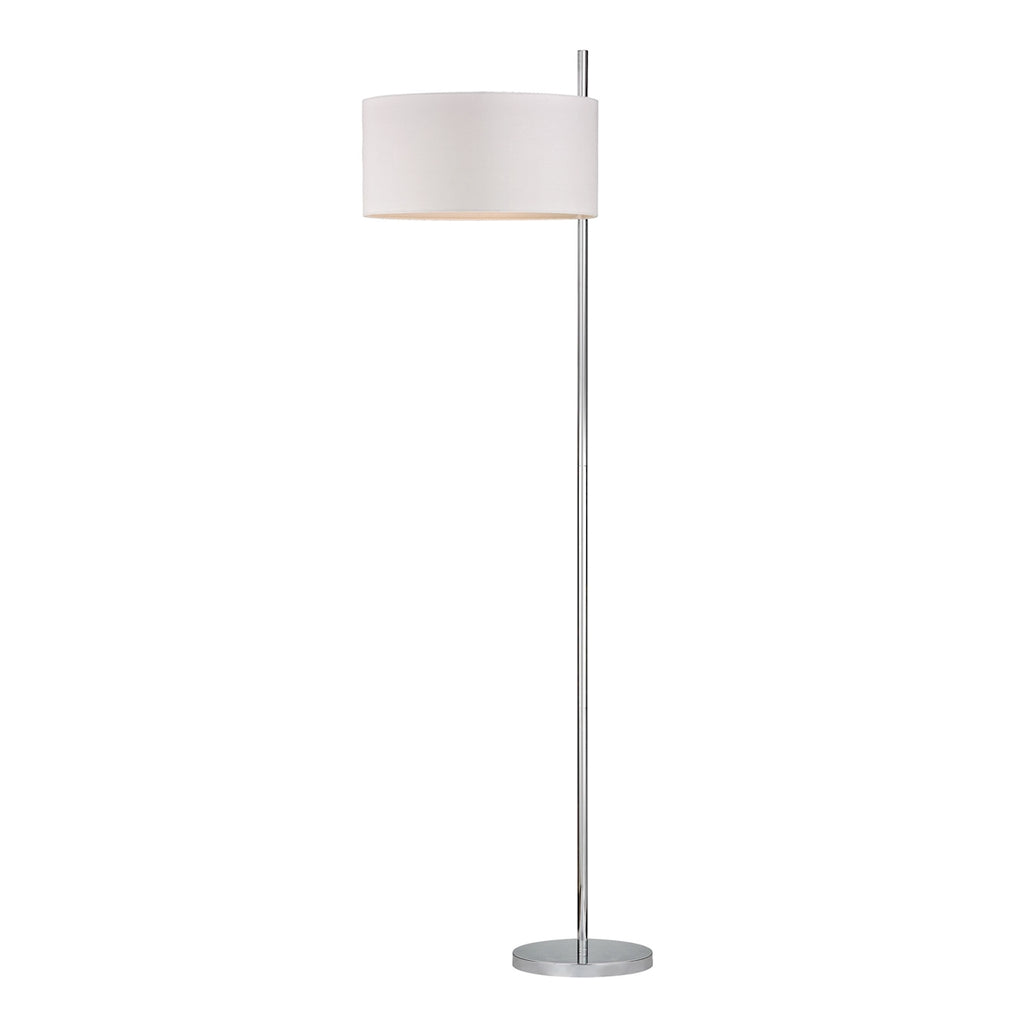 Attwood Floor Lamp in Polished Nickel with Off-Centre Shade