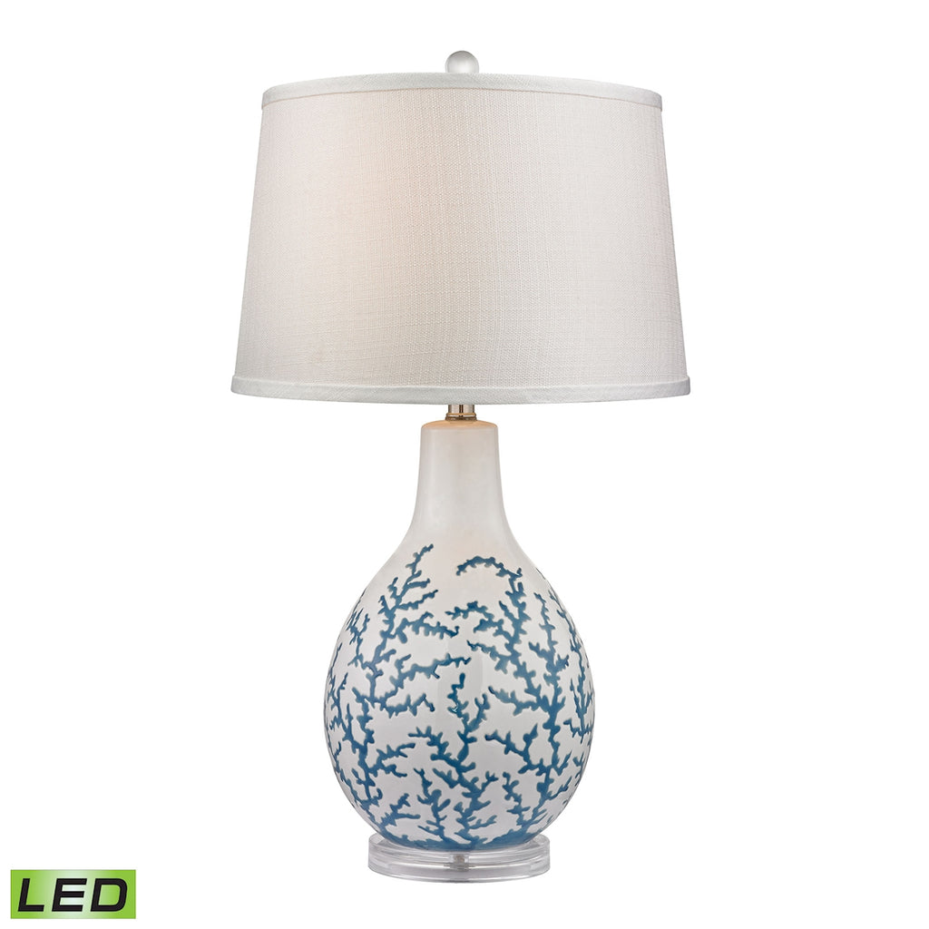 Sixpenny Blue Coral LED Table Lamp in White