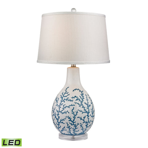 Sixpenny Blue Coral LED Table Lamp in White
