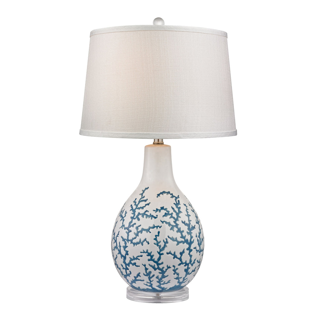 Sixpenny Table Lamp in Blue Coral Ceramic with Acrylic Base