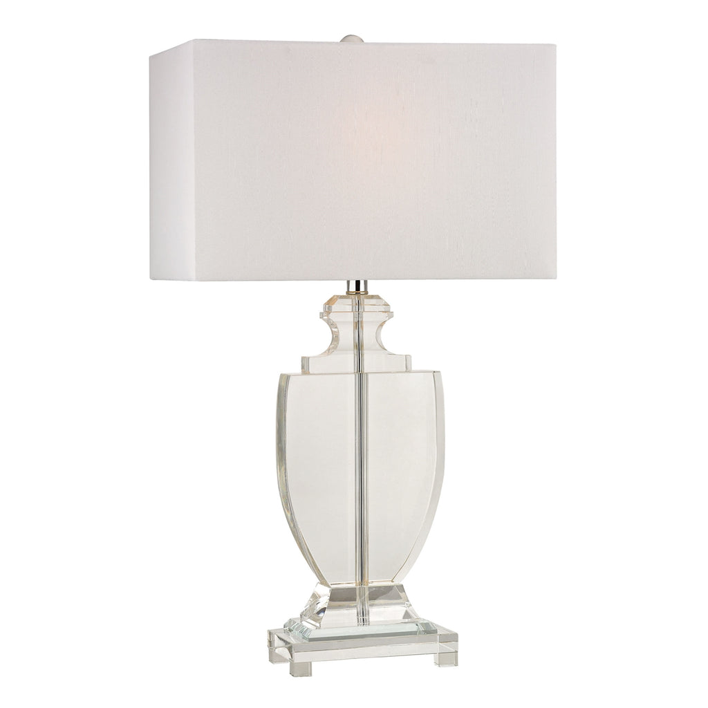 Avonmead Table Lamp in Clear Crystal with Pure White Faux Silk Shade