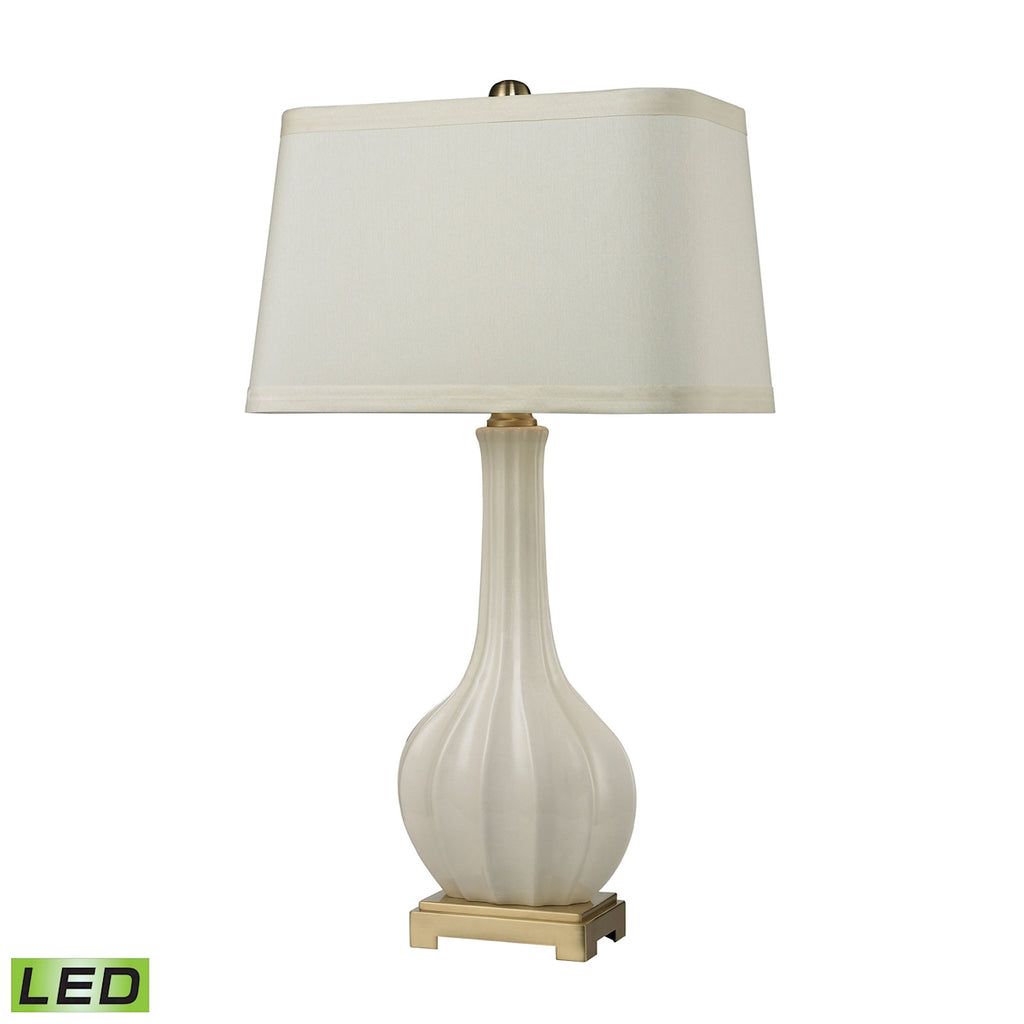 Fluted Ceramic LED Table Lamp in White Glaze