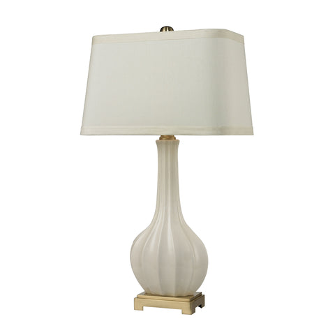 Fluted Ceramic Vase Table Lamp in White