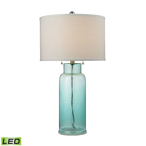 Glass Bottle LED Table Lamp in Seafoam Green