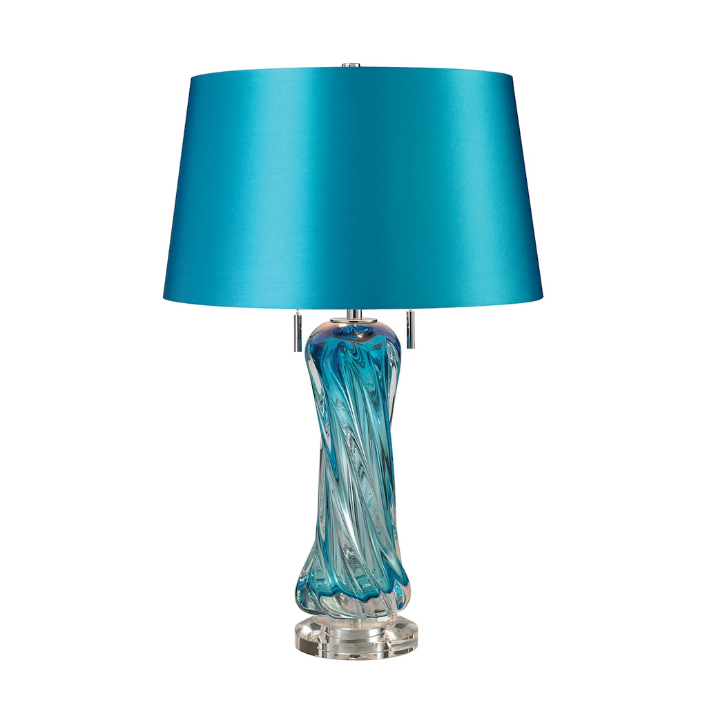 Free Blown Glass 2-Light Table Lamp in Blue