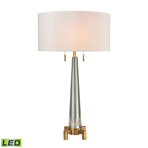 Bedford Solid Crystal LED Table Lamp in Aged Brass