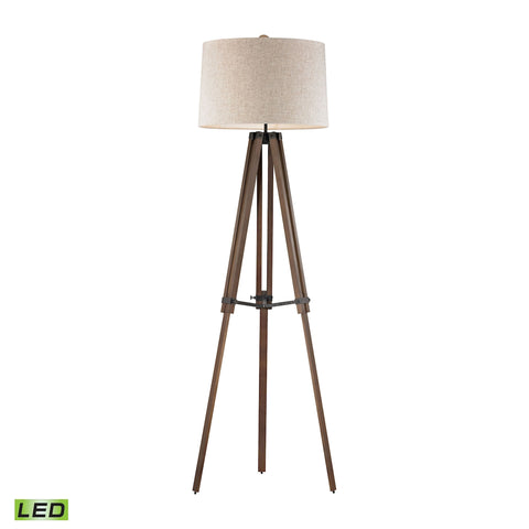 Wooden Brace 62'' High 1-Light Floor Lamp - Black