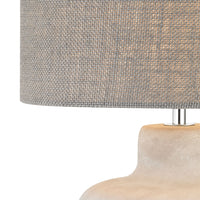 Rockport Table Lamp in Polished Concrete with Burlap Shade - Wide