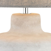 Rockport Table Lamp in Polished Concrete with Burlap Shade - Wide