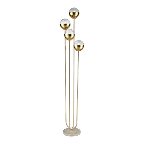 Haute Floreal 4-Light Floor Lamp in Gold Metallic and White Marble