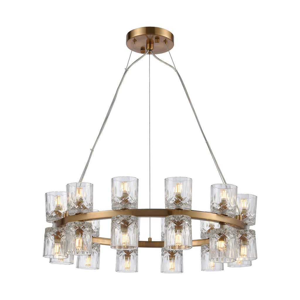 Double Vision 24-Light Chandelier in Clear and Satin Brass
