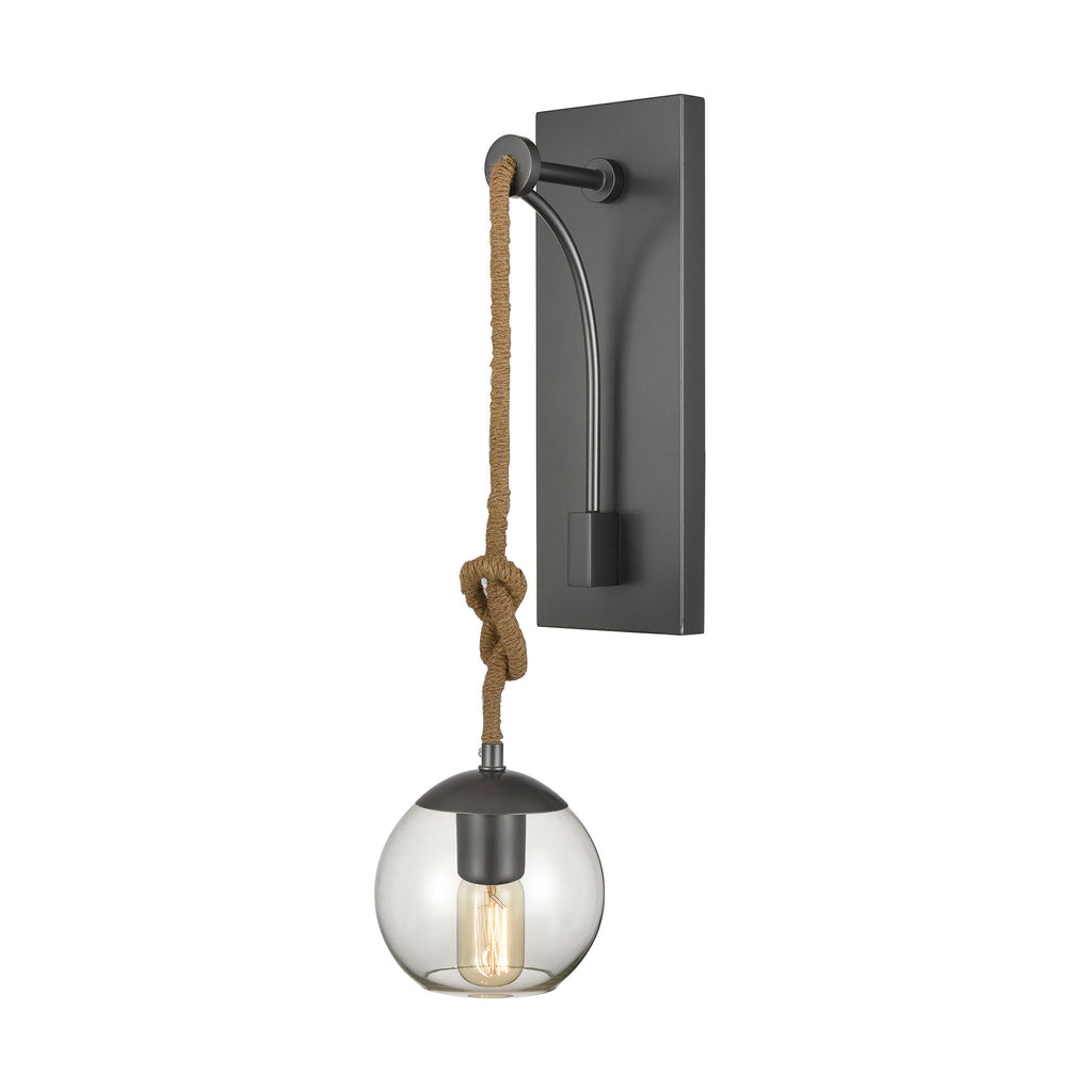 Haute Collar 1-Light Wall Sconce in Pewter and Natural Rope