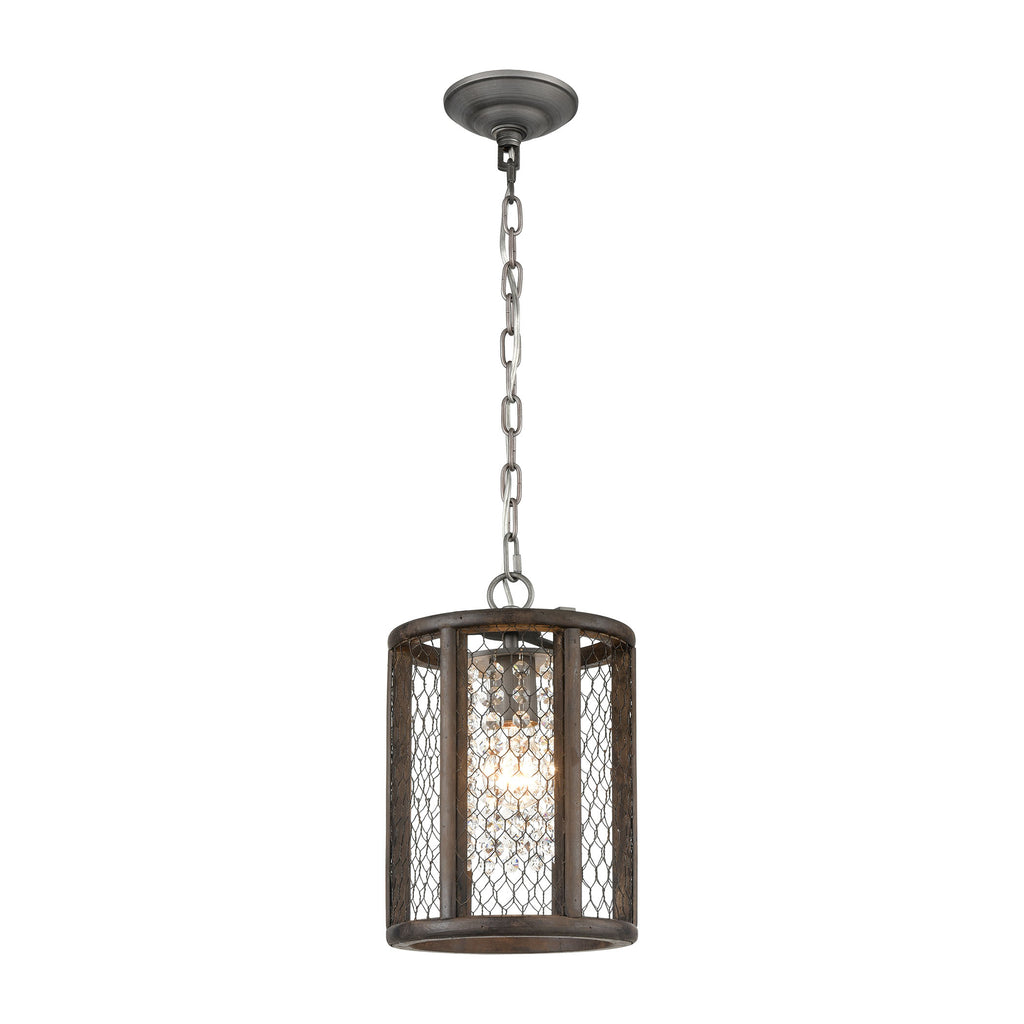 Renaissance Invention 1-Light Mini Pendant in Aged Wood and Wire - Long