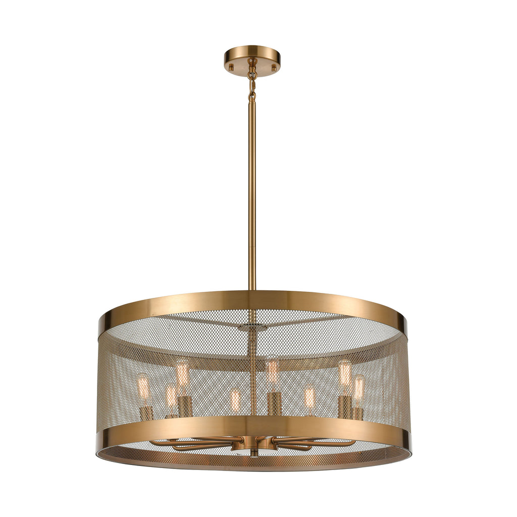 Line in the Sand 8-Light Chandelier in Satin Brass and Antique Silver