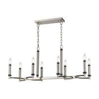 Sunsphere 8-Light Linear Chandelier in Satin Nickel and Matte Black