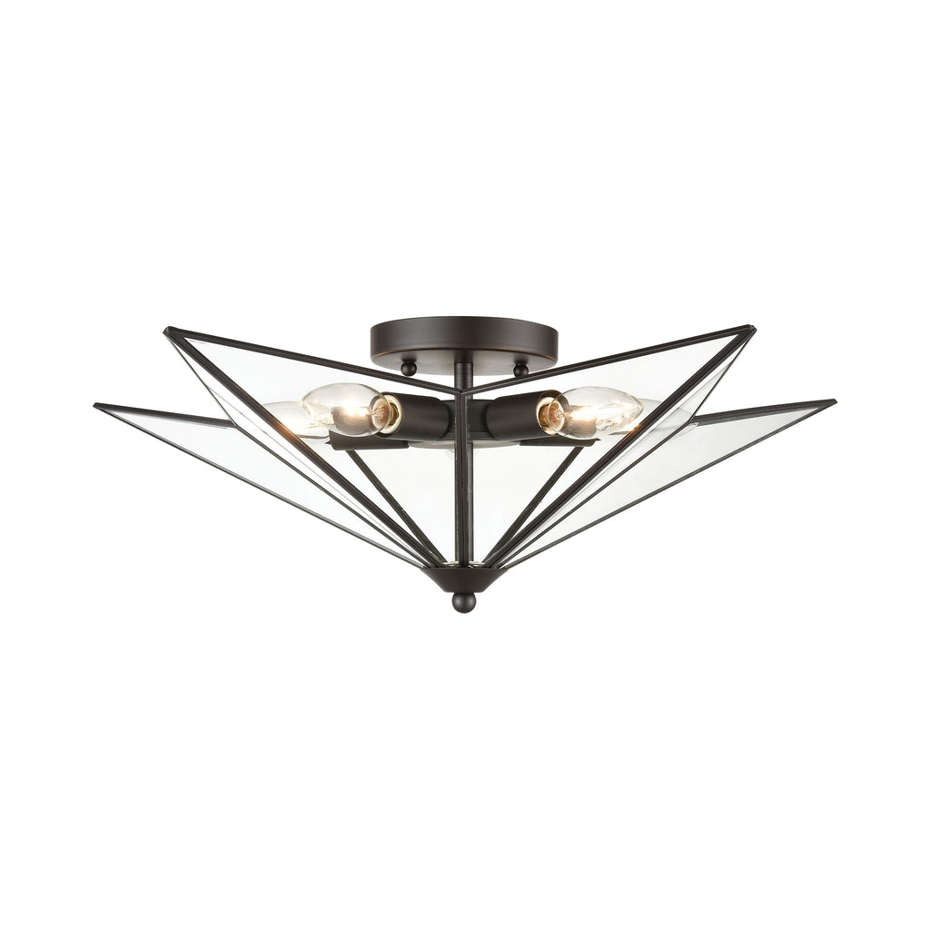 Moravian Star 5-Light Flush Mount in Oil Rubbed Bronze - Large