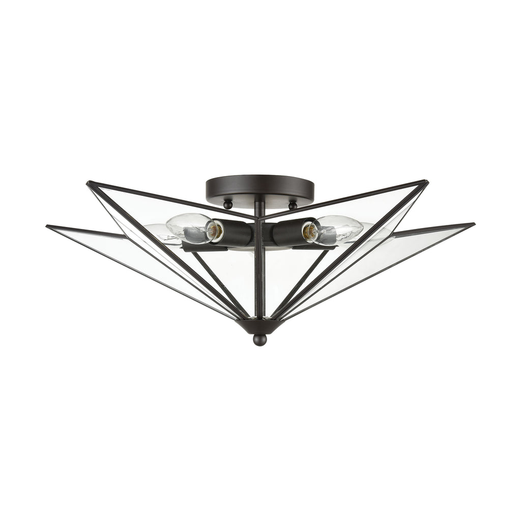 Moravian Star 5-Light Flush Mount in Oil Rubbed Bronze - Large