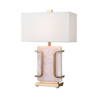 Archean Table Lamp in Pink and Cafe Bronze with a White Linen Shade