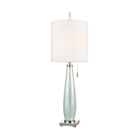 Confection Table Lamp in Seafoam Green and Polished Nickel with a White Linen Shade
