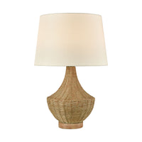 Rafiq Outdoor Table Lamp in Natural Rattan with Off-white Nylon Shade