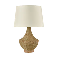 Rafiq Outdoor Table Lamp in Natural Rattan with Off-white Nylon Shade