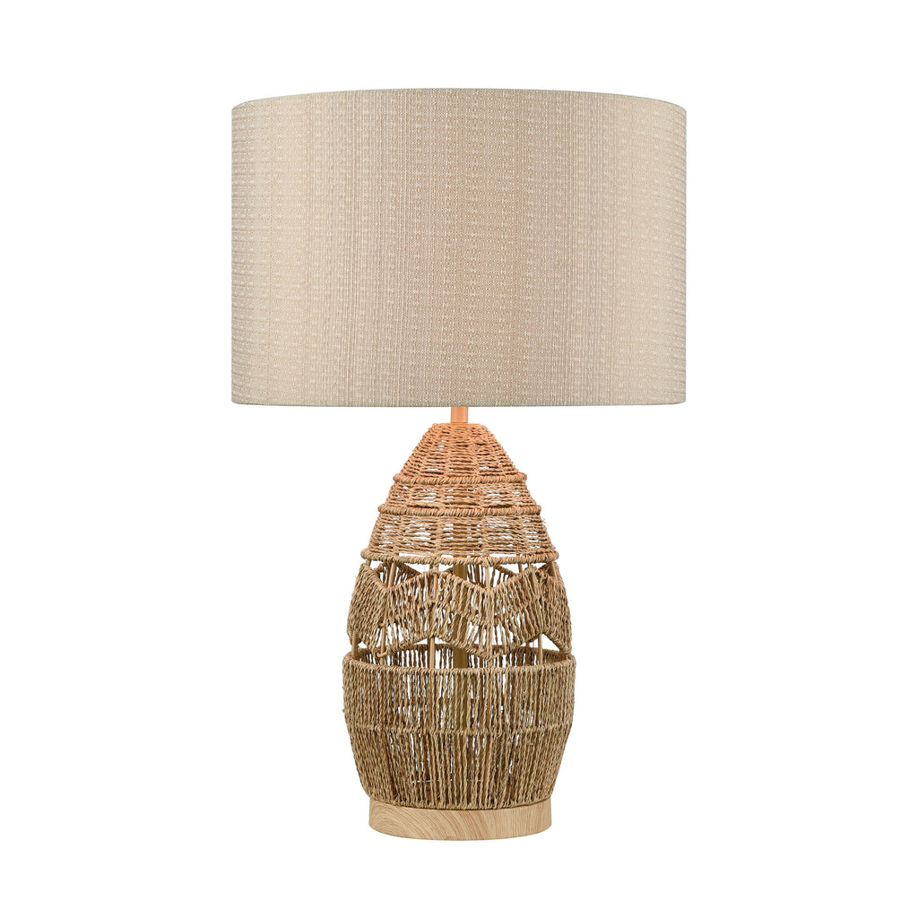 Husk Table Lamp in Natural Finish with Mushroom Linen Shade