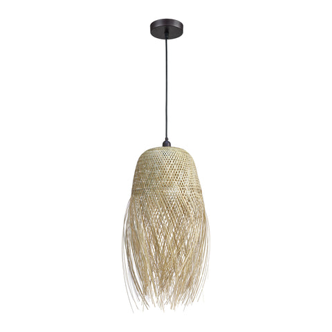 Marooner 1-Light Pendant in Natural Finish with a Woven Bamboo Shade