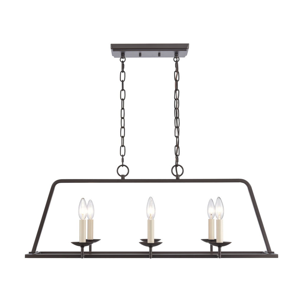 Joanie 34'' Wide 6-Light Linear Chandelier - Old Bronze