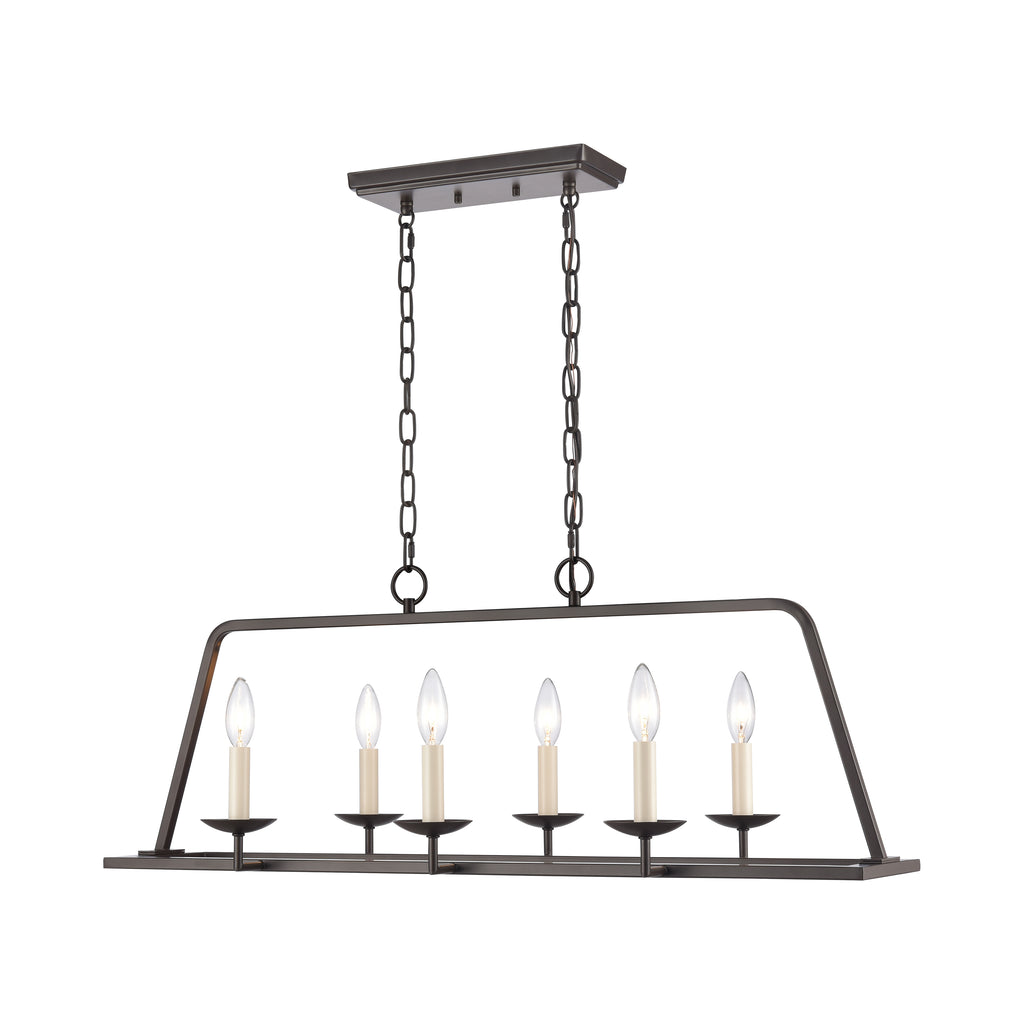 Joanie 34'' Wide 6-Light Linear Chandelier - Old Bronze