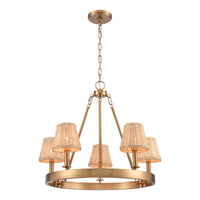 Rydell 24.5'' Wide 5-Light Chandelier - Brushed Gold and Rattan