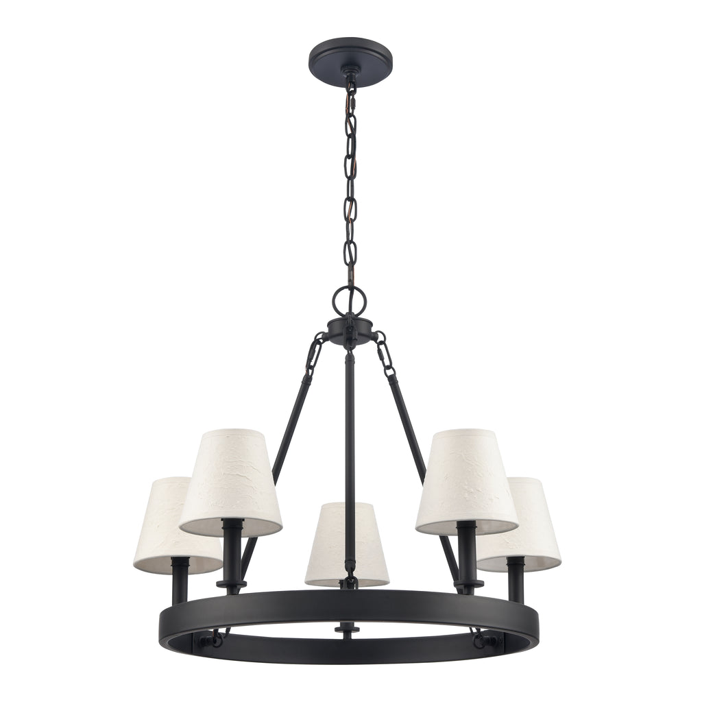 Rydell 24.5'' Wide 5-Light Chandelier - Matte Black and Parchment