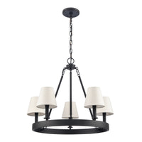 Rydell 24.5'' Wide 5-Light Chandelier - Matte Black and Parchment