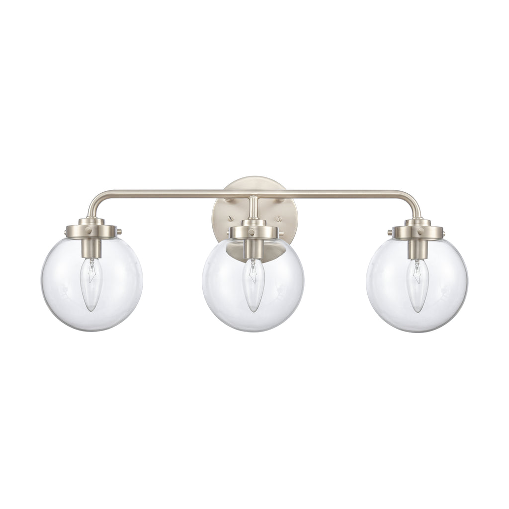 Fairbanks 22.75'' Wide 3-Light Vanity Light - Brushed Nickel and Clear