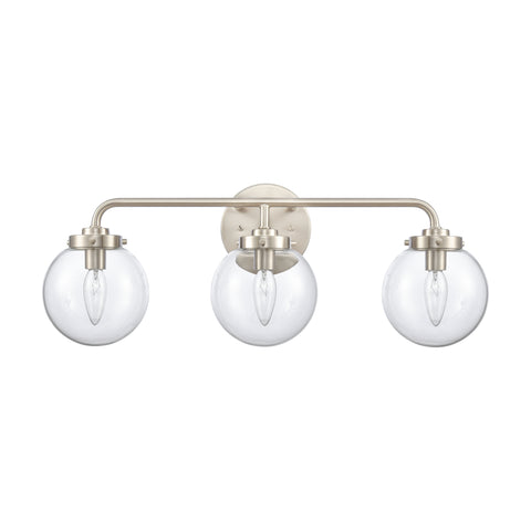 Fairbanks 22.75'' Wide 3-Light Vanity Light - Brushed Nickel and Clear