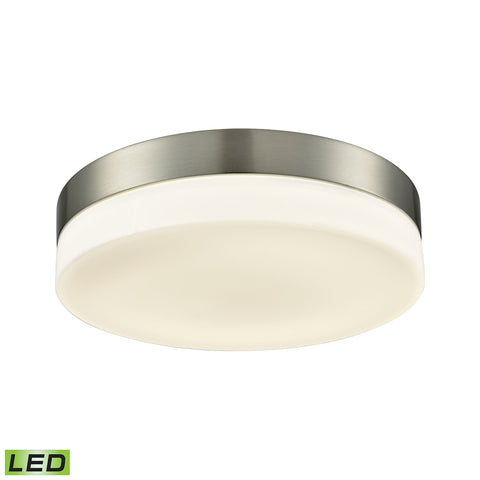 1 Light Round Flushmount in Satin Nickel with Opal Glass - Large
