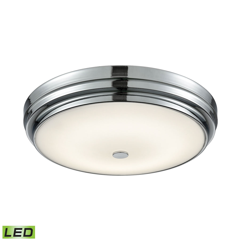 Round LED Flushmount in Chrome and Opal Glass - Large