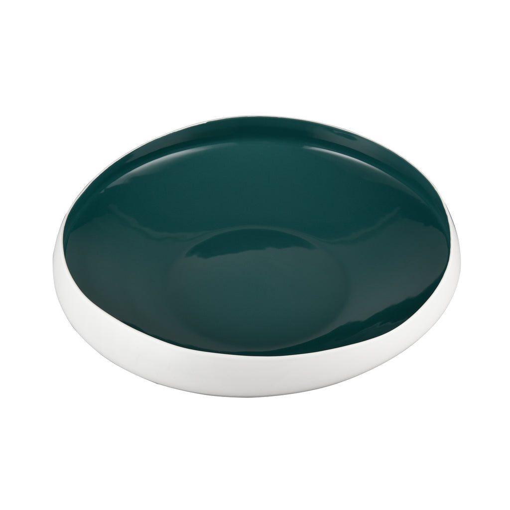 Greer Bowl - Low White and Turquoise Glazed