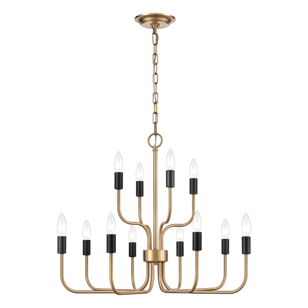 Epping Avenue 24'' Wide 12-Light Chandelier - Aged Brass