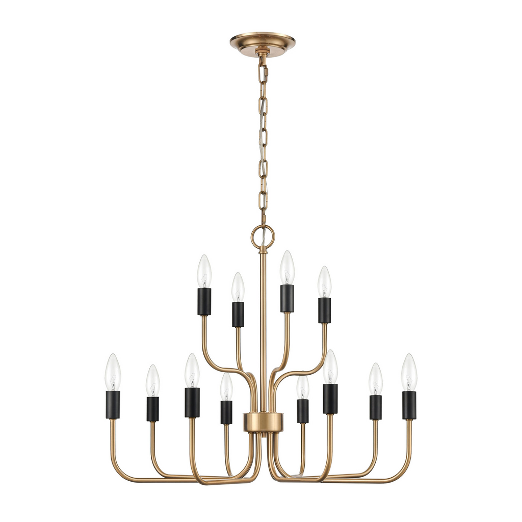 Epping Avenue 24'' Wide 12-Light Chandelier - Aged Brass