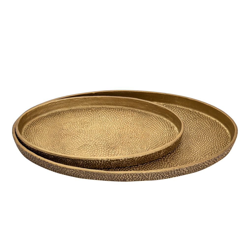 Oval Pebble Tray - Set of 2 Brass
