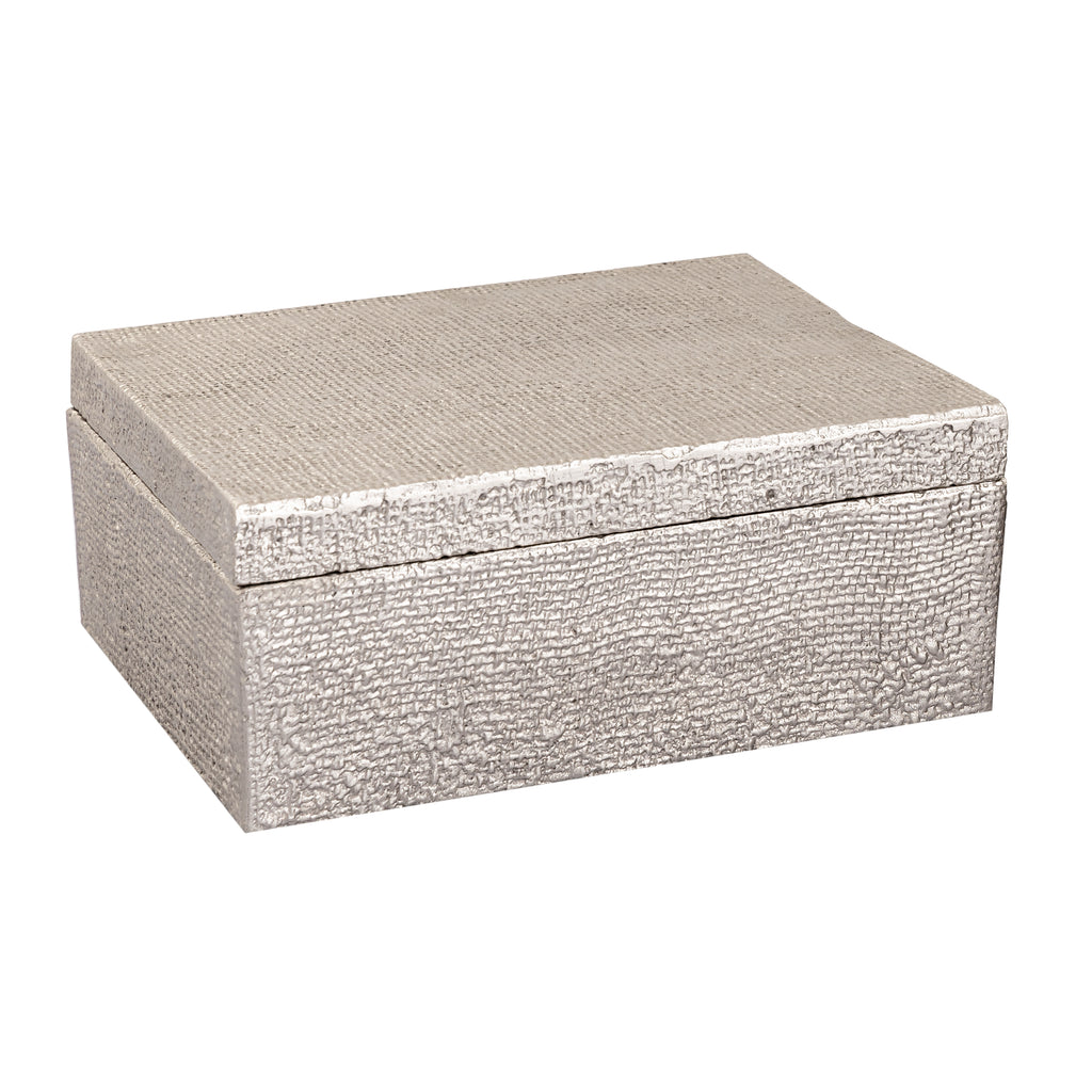 Square Linen Texture Box - Large Nickel