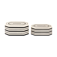 Octagonal Striped Box - Set of 2 White