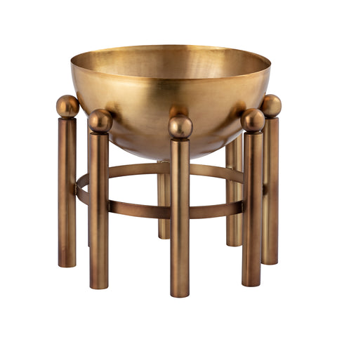 Piston Footed Planter - Small Aged Brass